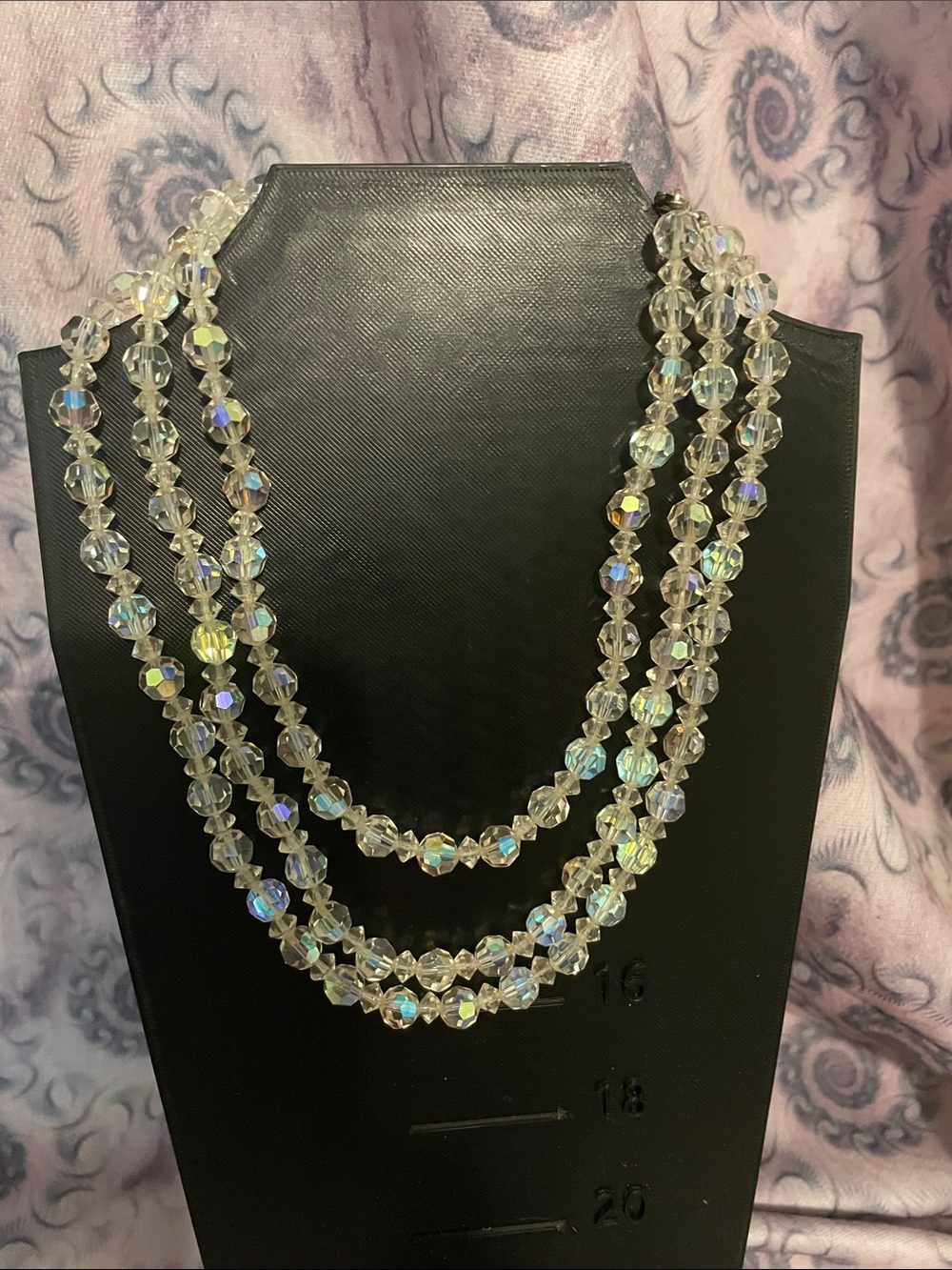 Crystal Aurora Borealis 3-Strand Beaded Necklace - Clear